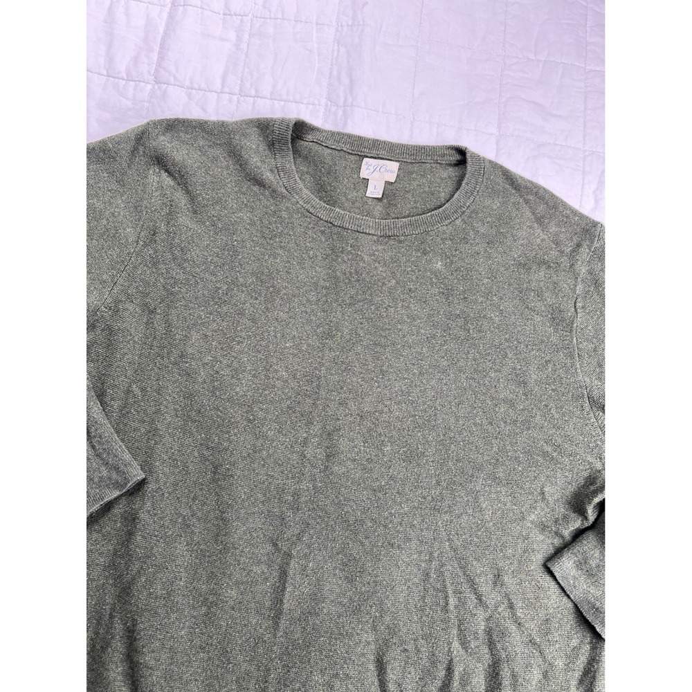 J Crew Green Heathered Crew Neck Long Sleeve Knit Sweater‎ Top Size L